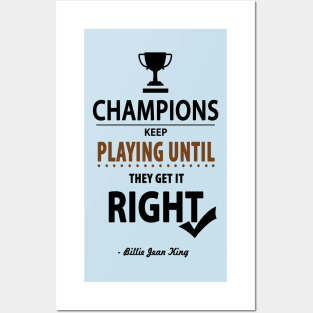 Billie Jean King Tennis player Inspirational Motivational Quotes Posters and Art